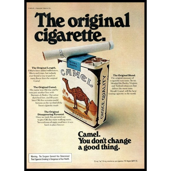 1974 The Original Camel Cigarette Vintage Print Ad A Good Thing Wall Art Decor - Picture 1 of 1